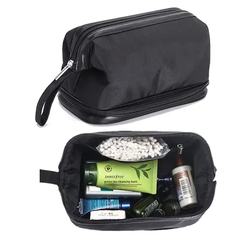 Wholesale Dual-Compartment Toiletry Bags | Water-Resistant Travel Organizers for Beauty & Retail